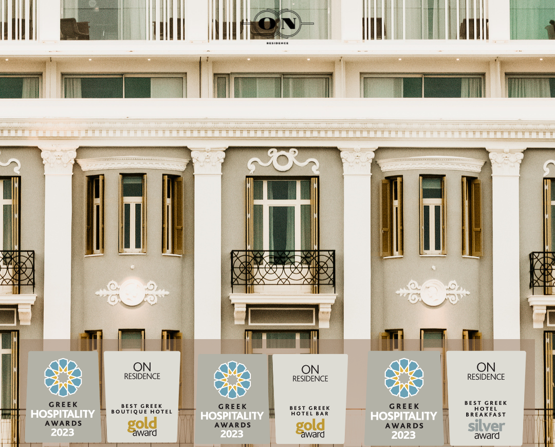 
Greek hospitality awards 2023 displayed on ON Residence Hotel photograph