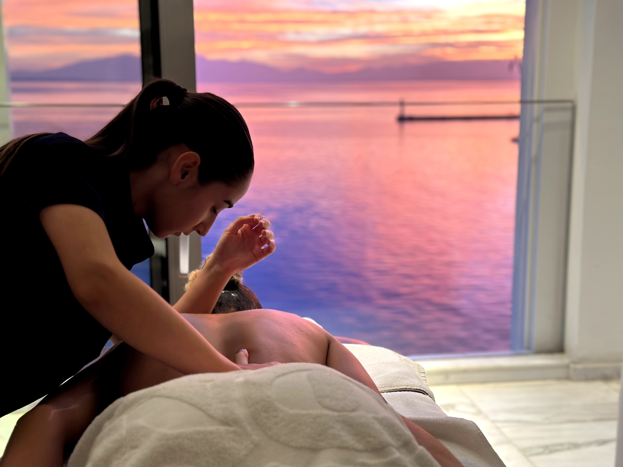 
Relaxing massage therapy with sea view at sunset at ON Residence Hotel